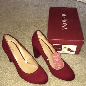 Merona red suede heels- size 10